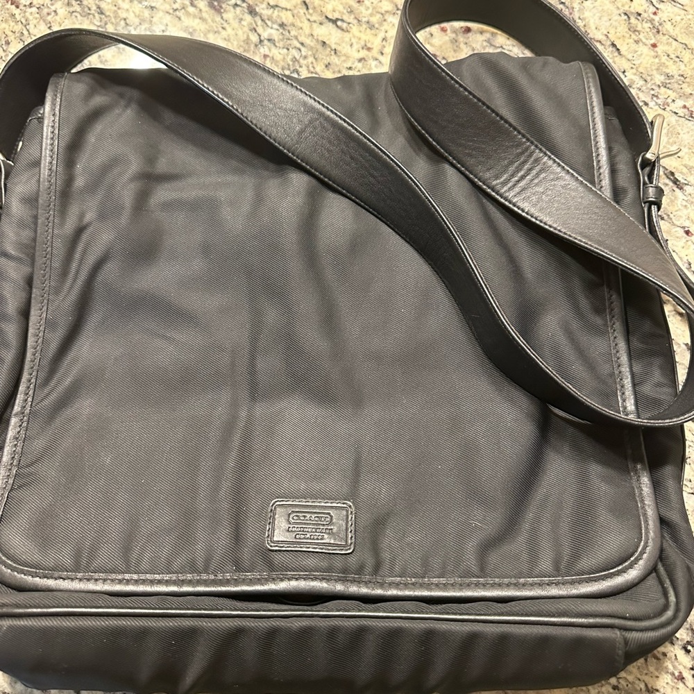 Vintage Coach Laptop Bag Black Tote Leather